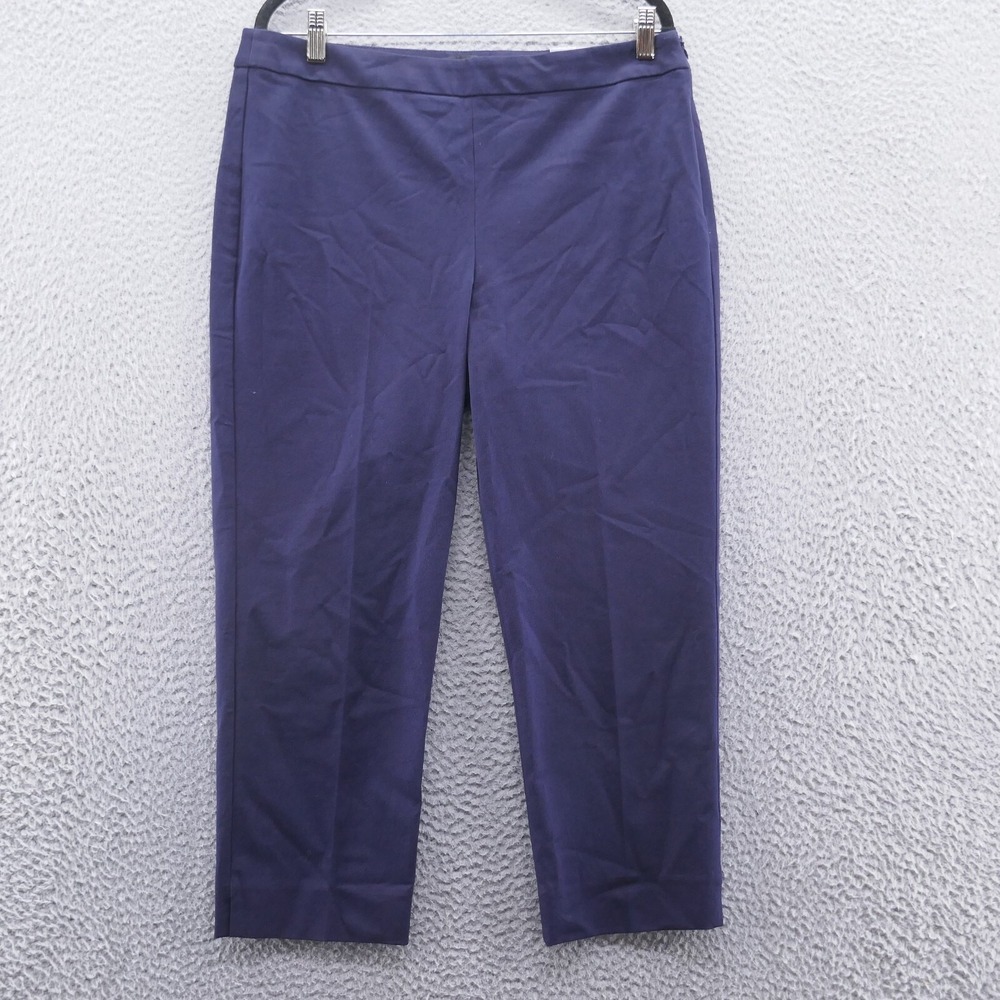 Talbots Chatham Crop Pants Womens 12 Navy Blue Slim Leg Side Zip Stretch New